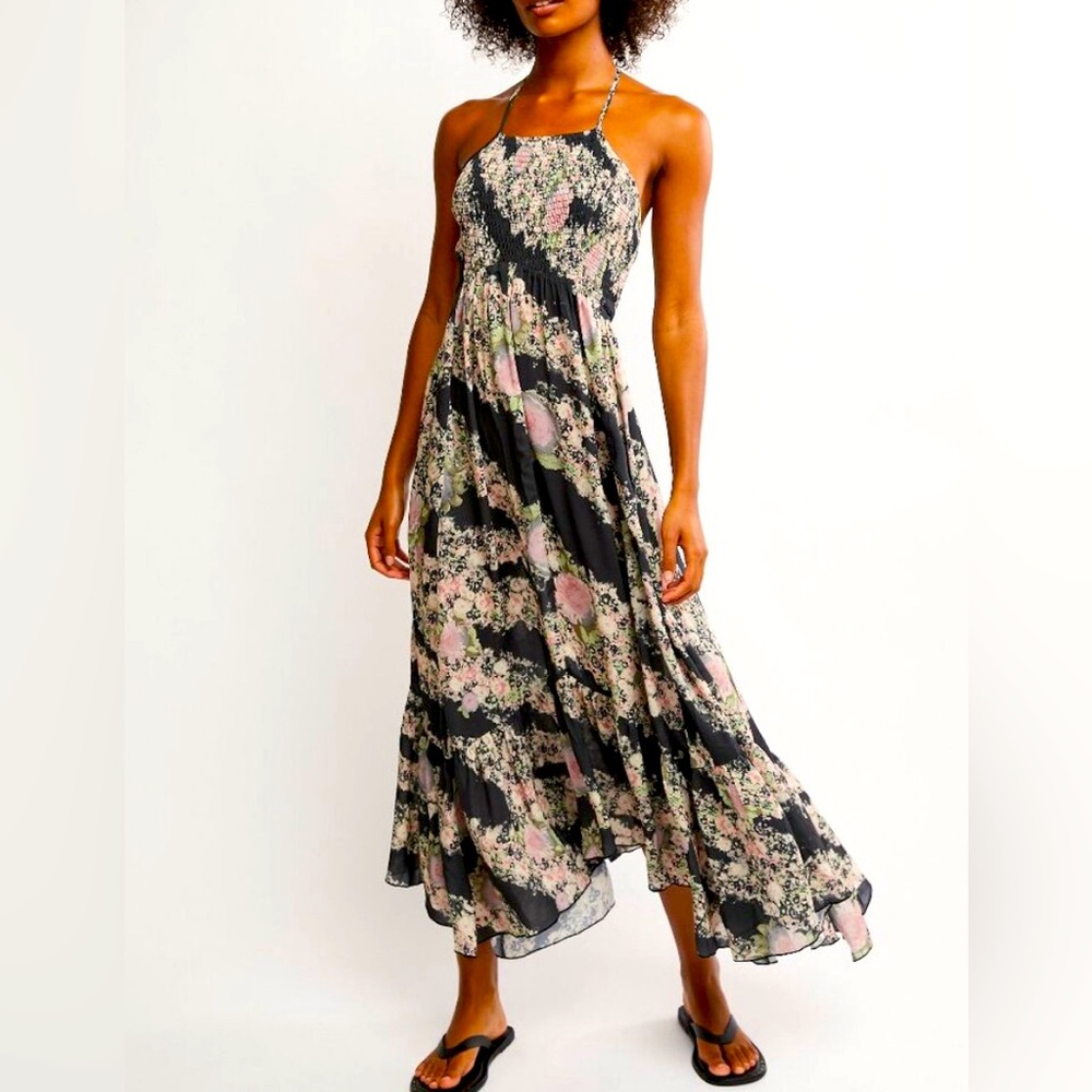 Free People Heat Wave Printed Maxi in Granite Combo Size XS NWT